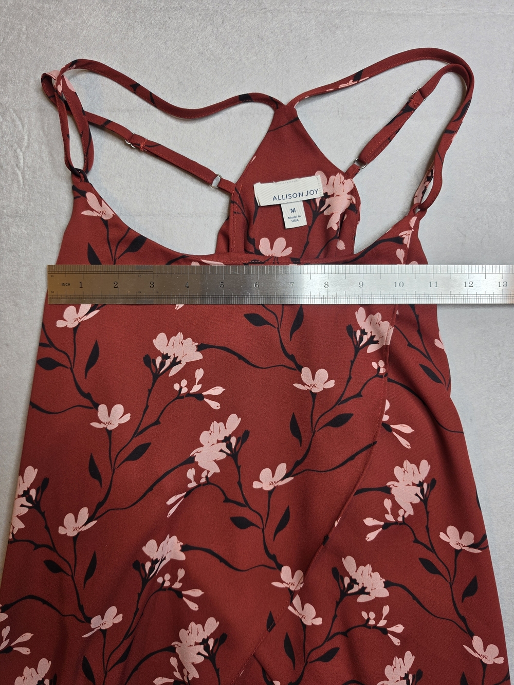 Allison Joy Rust Floral Wrap-Front Cami with Pink Blossoms - Picture 4 of 6